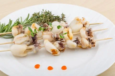 Grilled cuttlefish Stock Photos