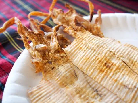 Grilled dried squid Stock Photos