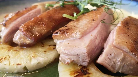 Grilled duck slices 库存影片 332586356