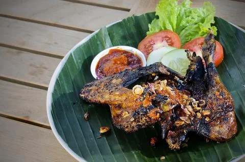 Grilled duck with vegetables Foto stock