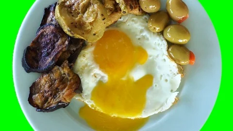 Grilled eggs and vegetables cooked on the grill as a delicious and healthy br Stock Footage 120733587