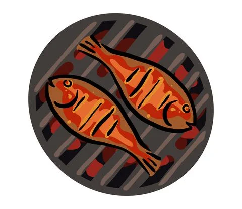 Grilled fish BBq isolated Illustrazione stock