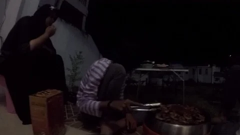 Grilled fish culinary in front of the Aceh banda House in Indonesia Stock Footage 119192149