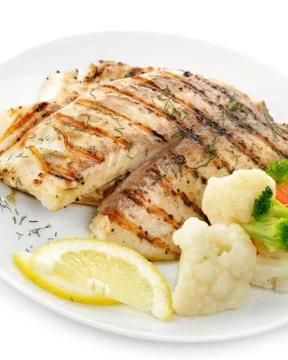 Grilled fish fillet Stock Photos
