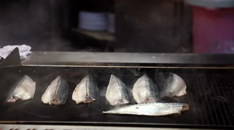 Grilled fish Stock Footage 45793852
