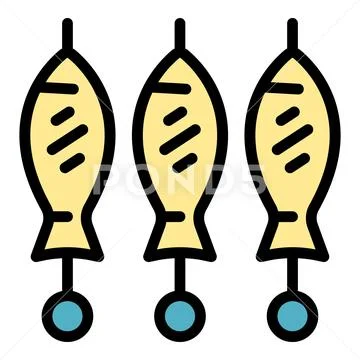Grilled fish icon vector flat Ilustraciones de archivo