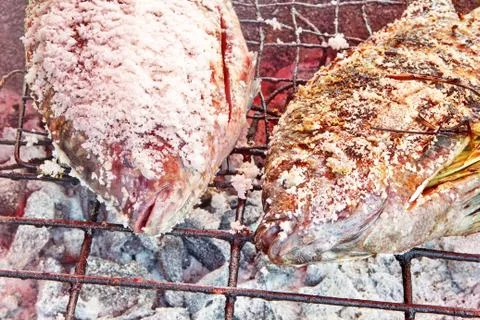 Grilled fish. Stock Photos