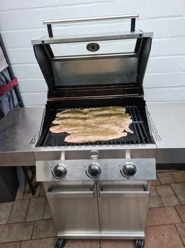Grilled fish with spices on fire Foto stock
