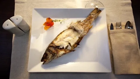 Grilled fish stop motion animation Stock Footage 74766737
