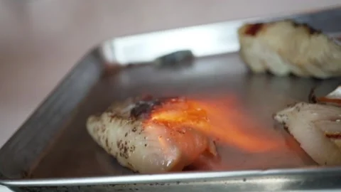 Grilled flame Fish in slow motion 스톡 동영상 238501701