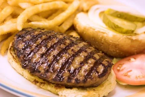 Grilled hamburger Stock Photos