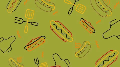 Grilled hot dog background Stock Illustration