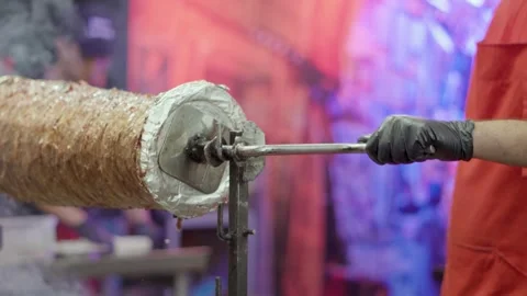 Grilled kebab is a fire-cooked, Turkish fast food meat. traditional Turkish dish Stock Footage 253751555