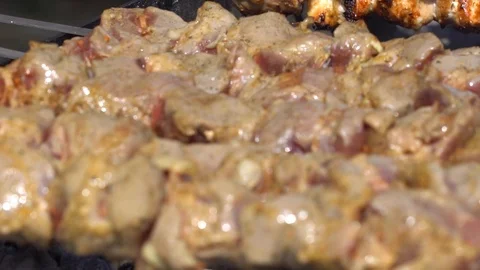 Grilled kebab in the grill Stockbeeldmateriaal 119889280