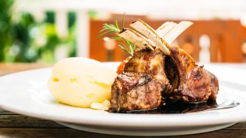 Grilled lamb chop Stock Photos
