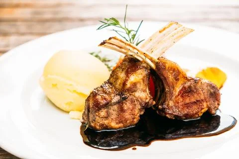 Grilled lamb chop Stock Photos
