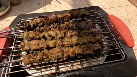 Grilled lamb meat on Eid al-Adha holiday 스톡 동영상 245895729