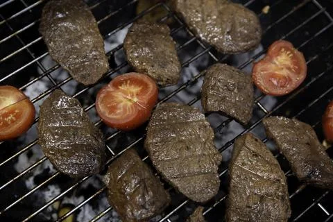 Grilled lamb meat Stock Photos