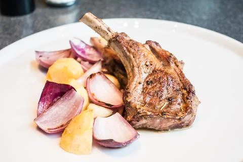 Grilled lamb rack steak Stock Photos