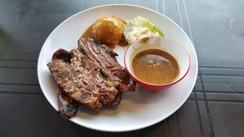 Grilled lamb shoulder chops Stock Photos
