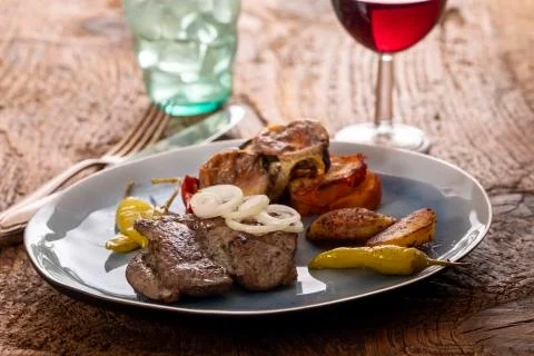 Grilled lamb steak on a plate Stock Photos