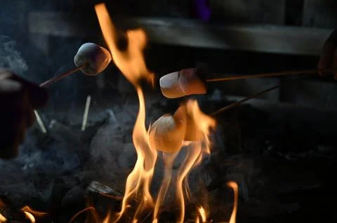 Grilled marshmallows Stock Photos