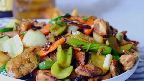 Grilled meat and  vegetables assorted Stock Footage 170938309