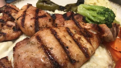 Grilled meat and vegetables 스톡 동영상 272619482