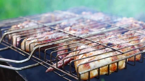 Grilled Meat on Barbeque Stock-Footage 54959745