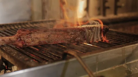 Grilled meat on the bone Stock Footage 172194236