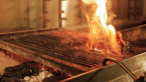 Grilled meat on the bone Stock Footage 172194276