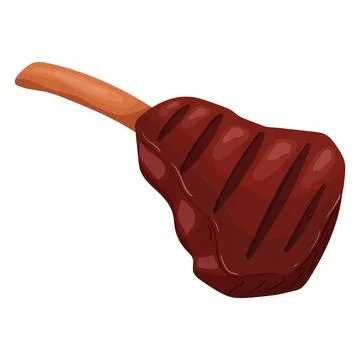 Grilled meat on the bone, steak. Vector illustration on a white background Stock Illustration