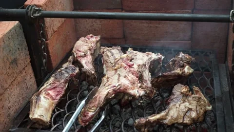 Grilled meat is cooked Stock Footage 159897412