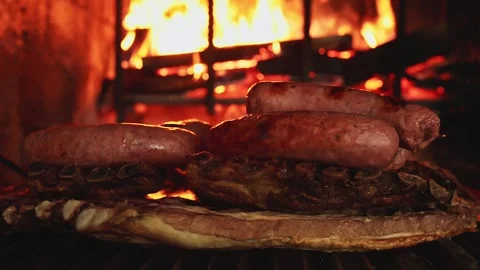Grilled meat cooking Stock Footage 277648804