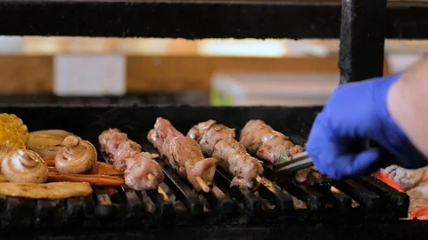 Grilled meat on fire Video stock 92729206