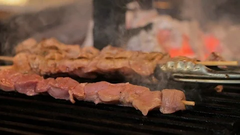 Grilled meat on fire Video stock 92729522