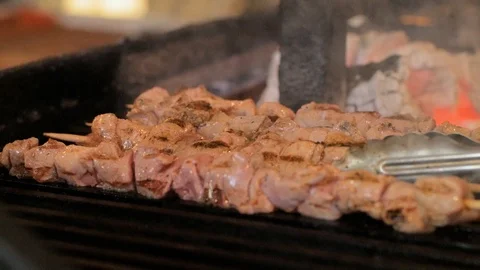 Grilled meat on fire Video stock 92729535