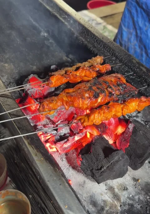 Grilled meat on the grill Stock Footage 332444143