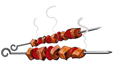 Grilled meat kebab Stock Illustration