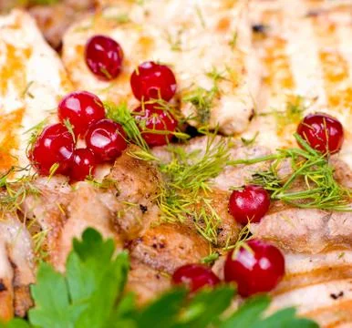 Grilled meat, macro Stock Photos