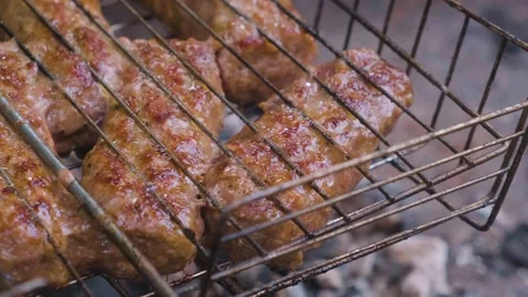 Grilled meat made on the grill. Stock Footage 199589915