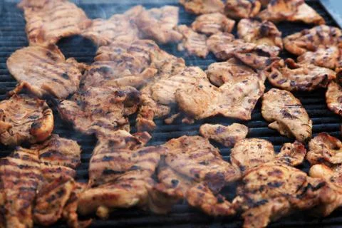 Grilled meat pieces Stock Photos
