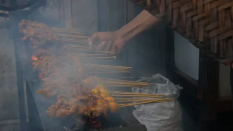 Grilled Meat Satay Stock Footage 110739329