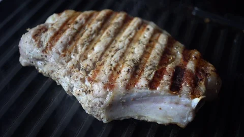Grilled Meat With Smoke Stock Footage 111735775