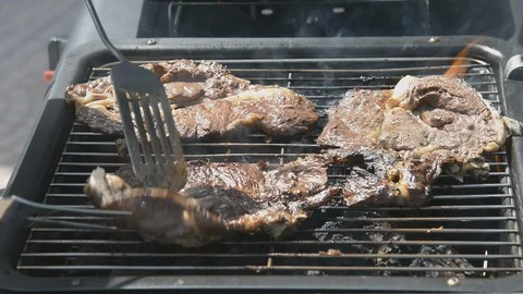 Grilled meat steak Stock Footage 105875217