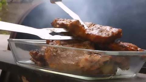 Grilled meat steak Video stock 268483485