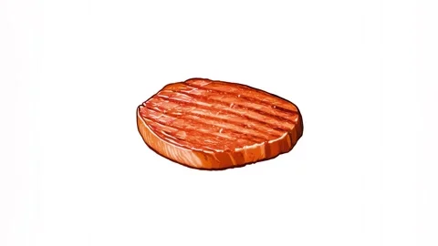 Grilled meat steak on a white screen Stock Footage 285079160