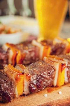 Grilled meat stick Stock Photos