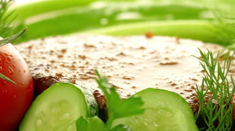 Grilled meat on a white plate 库存影片 47947056