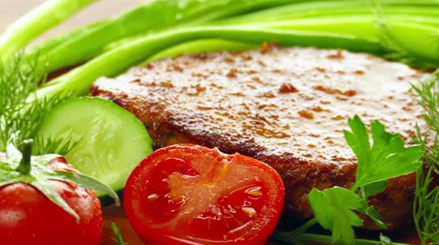 Grilled meat on a white plate 스톡 동영상 47948862